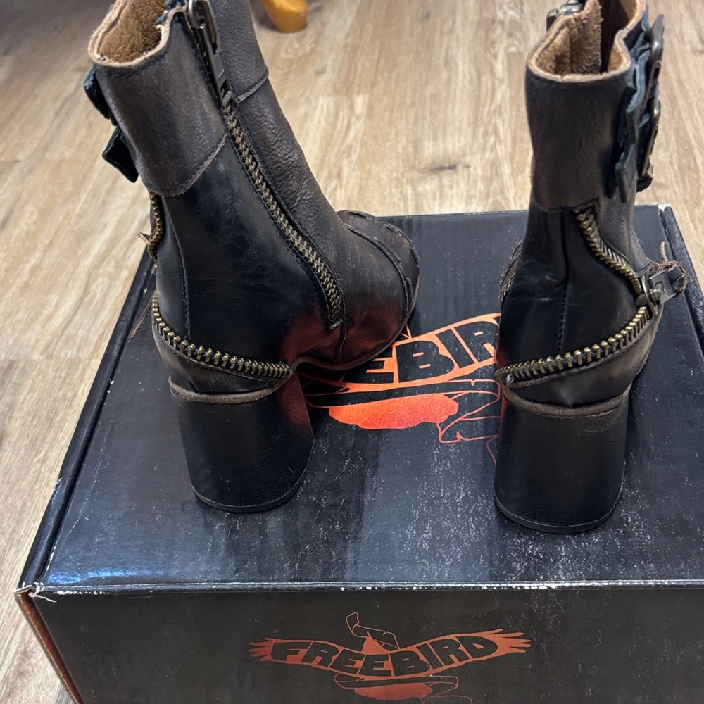 Freebird Women's Brown Ankle Boots with Buckles - Picture 6 of 9